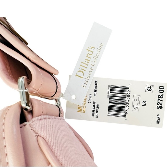 Michael Kors Colby Medium Shoulder Bag Rosewater Pink NWT Logo Canvas - Picture 11 of 12